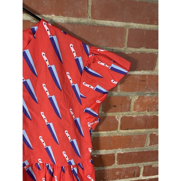 NOOWORKS Frida Dress Short Sleeve USA Made Retired Knife Print Womens Size XXXL - Picture 4 of 6